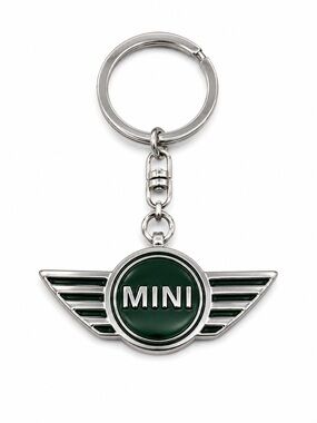 MINI Wing Logo Keychain in Dark Green and Silver